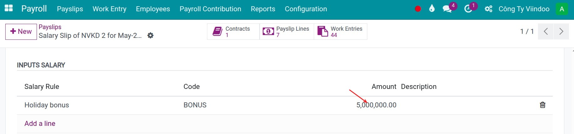 Enter the Inputs salary