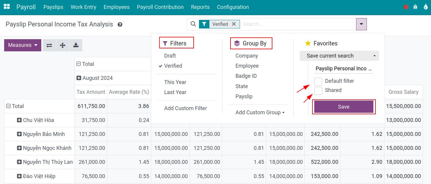 Favorites filter in Viindoo