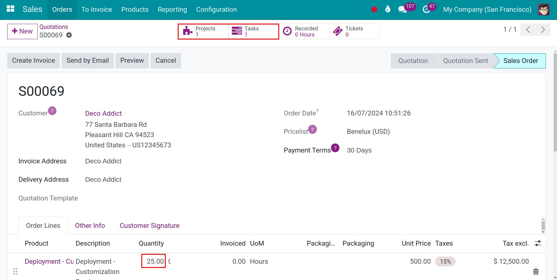 Task is automatically created in Viindoo system.