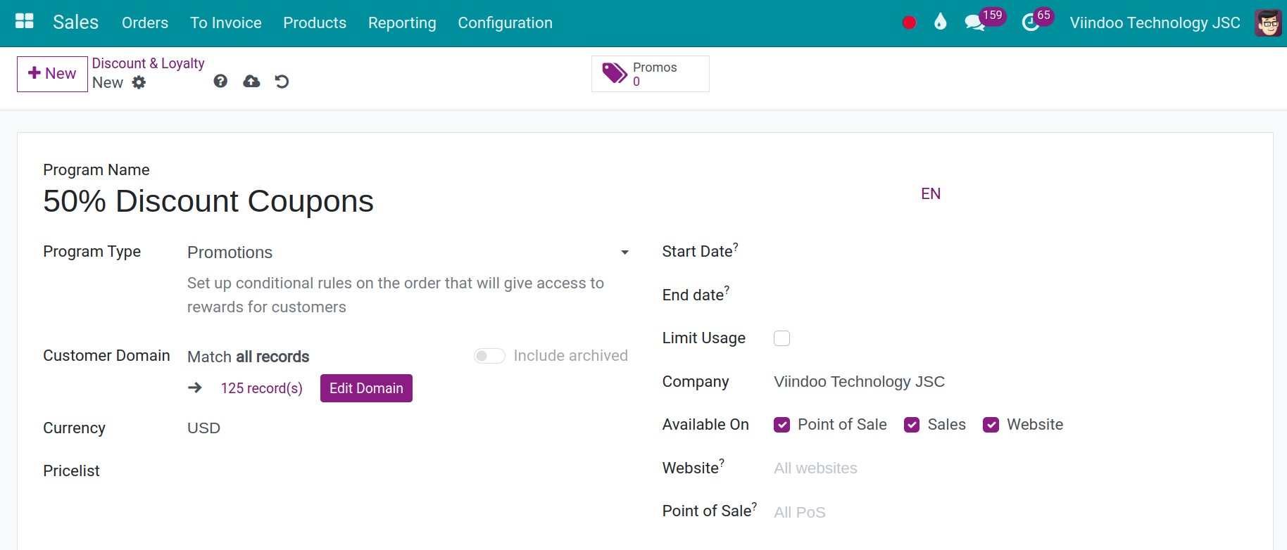 Set up Promotion Program conditions