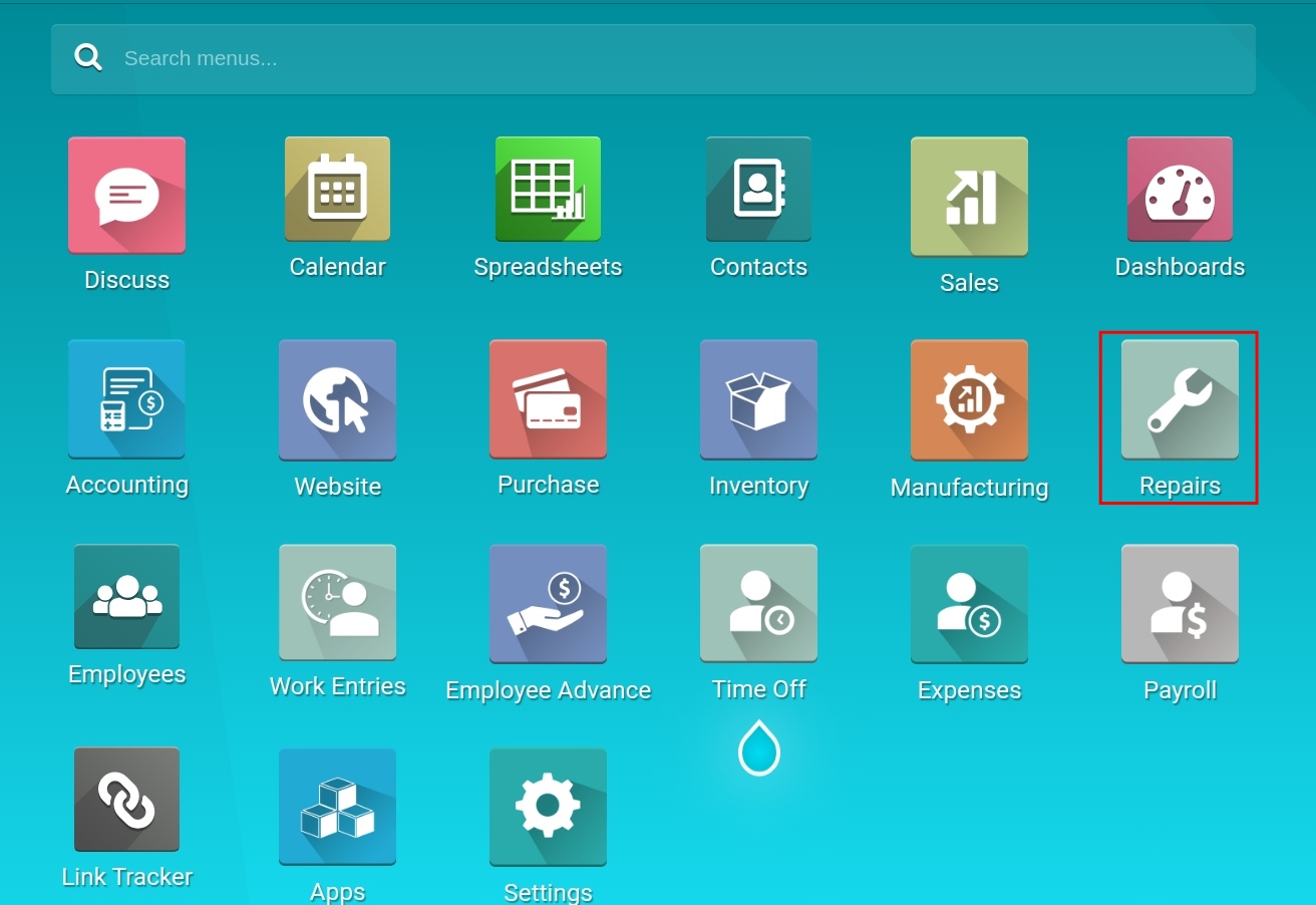 Repair apps on the main meu