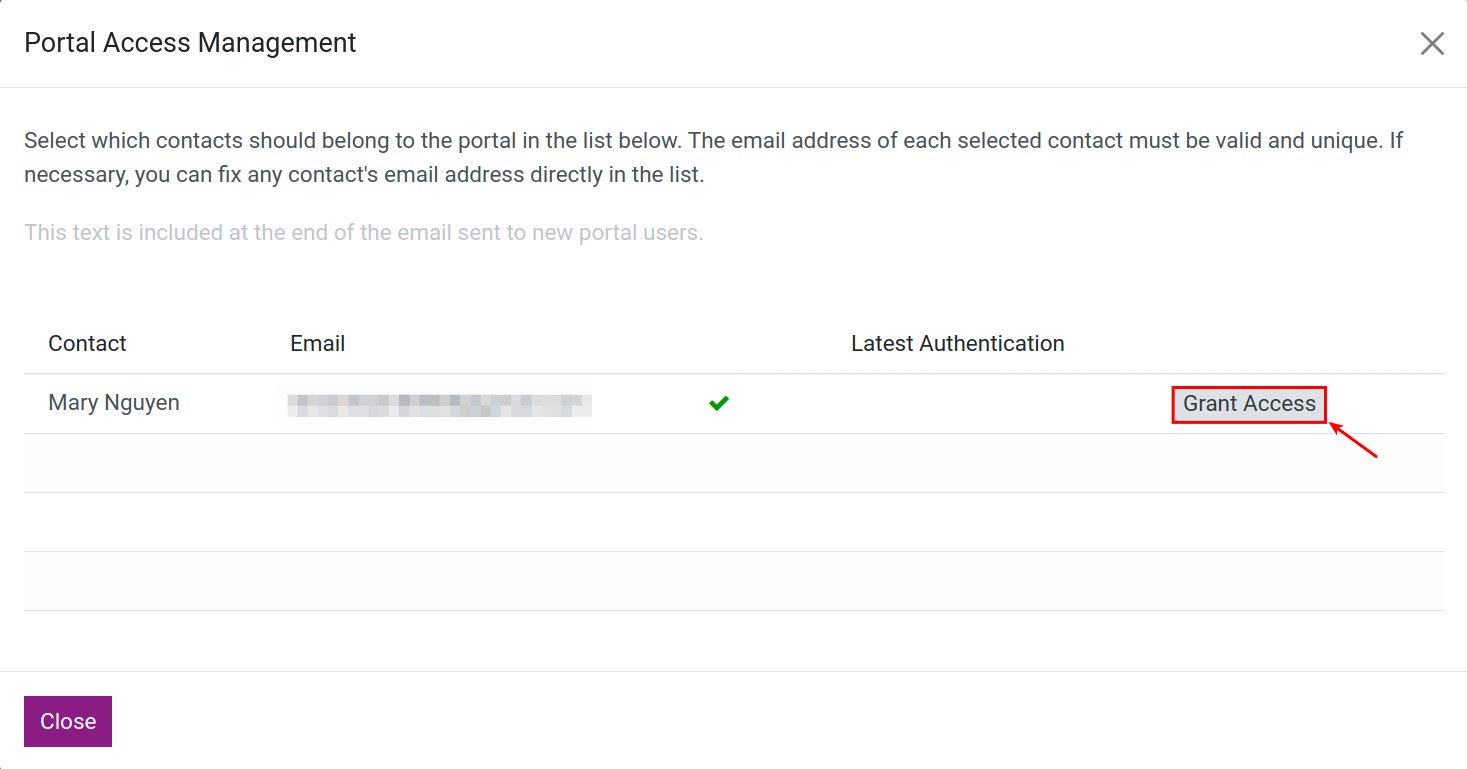 Enter email and choose In portal oprtion