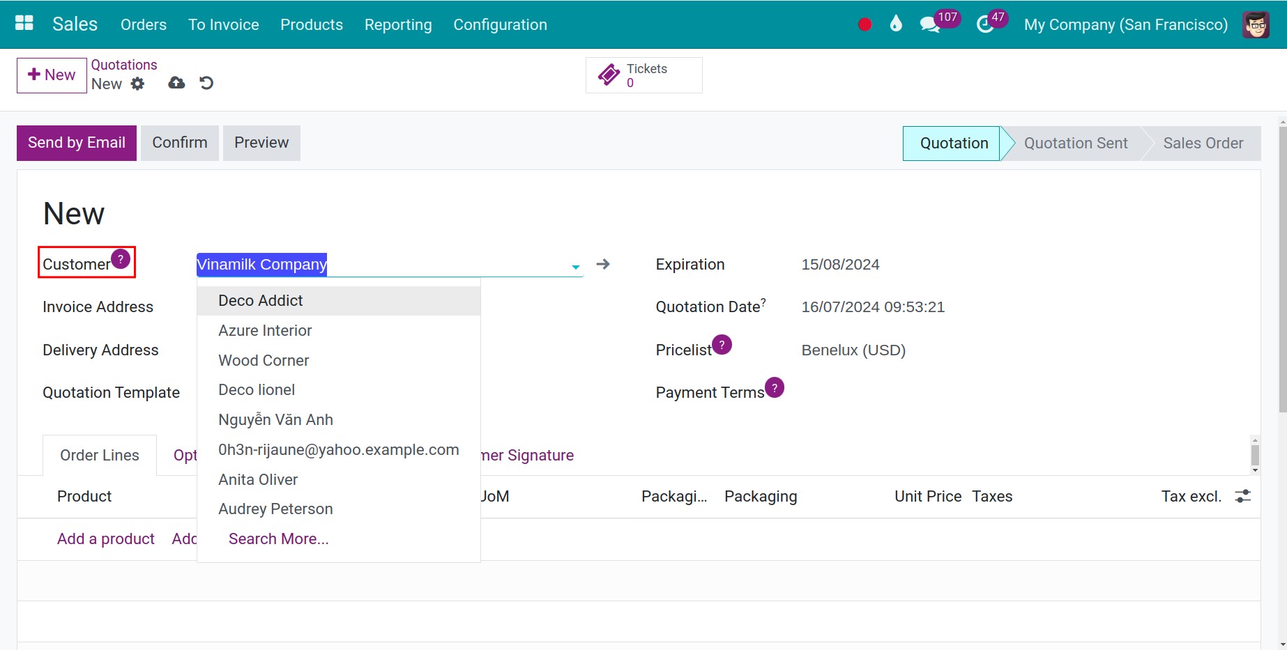 Invoice Address and Delivery Address in Sales order Viindoo