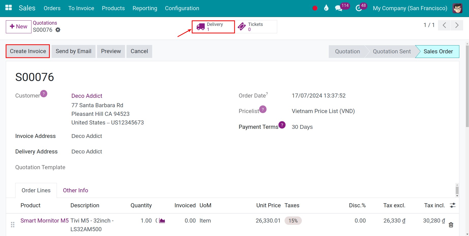 Does not suggest creating invoices Invoice Viindoo