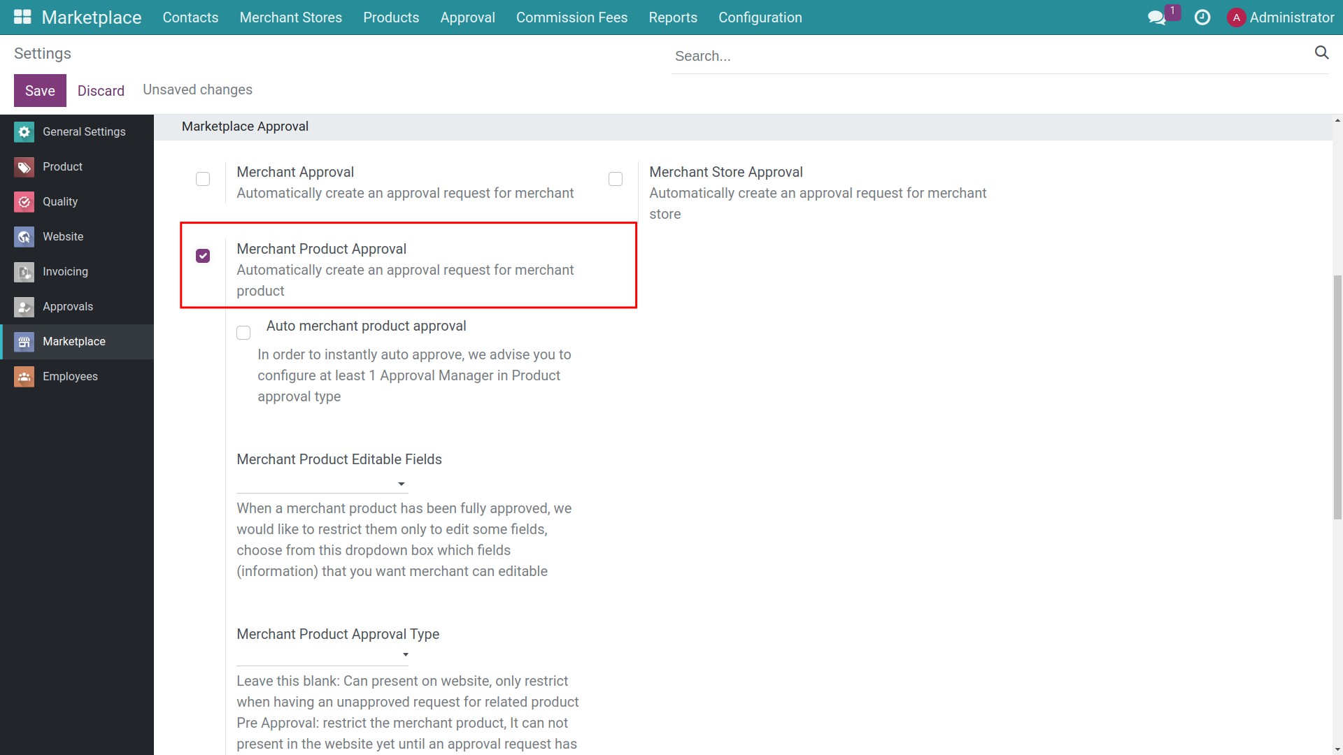 Active merchant product approval