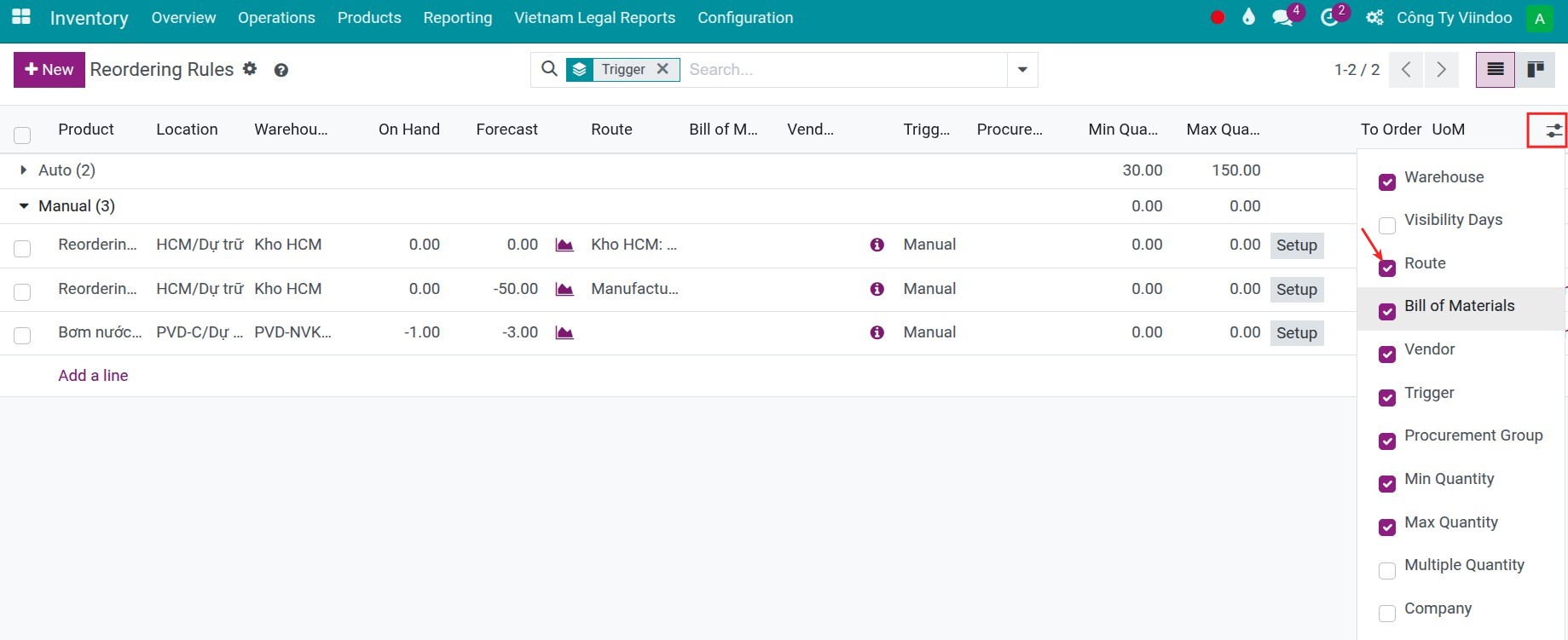 Create a new reordering rule