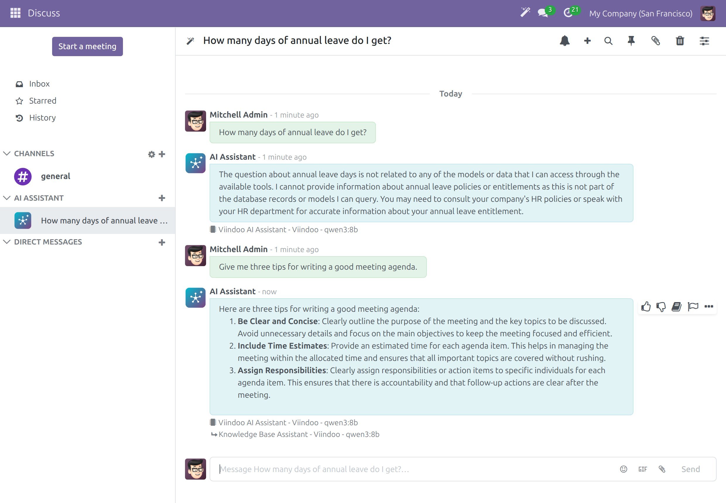 A conversation with the assistant where the actions beside an answer include Save to Brain