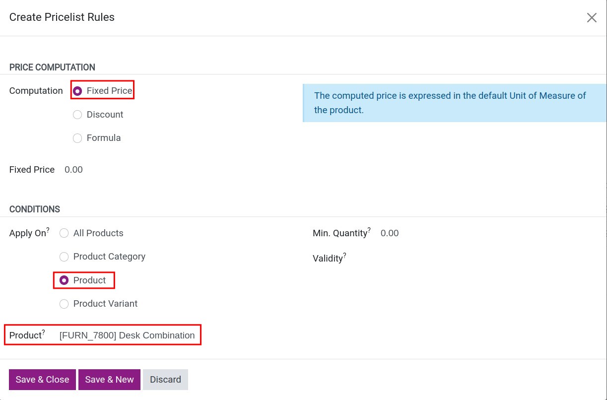 Create price rule with fixed price