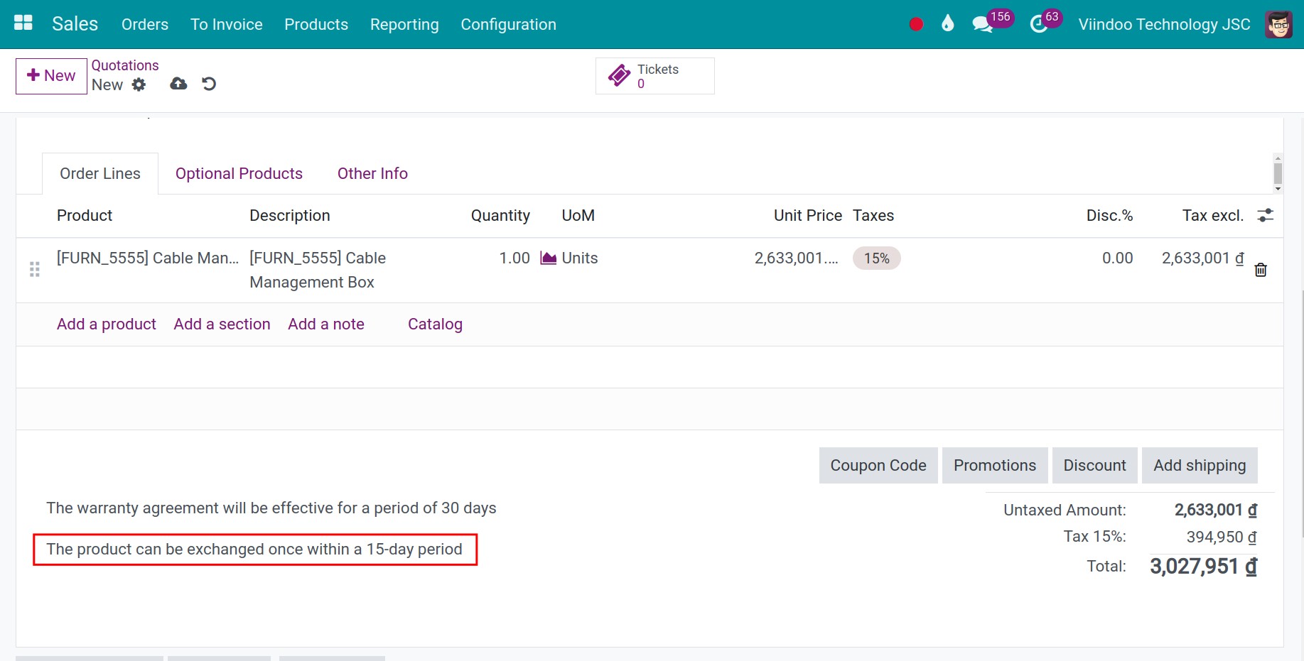 Add terms & conditions manually in the sales order