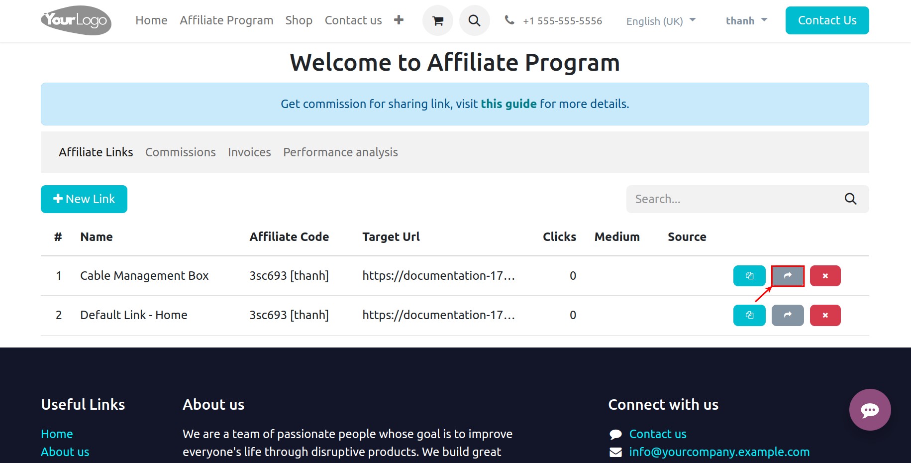 Share affiliate link