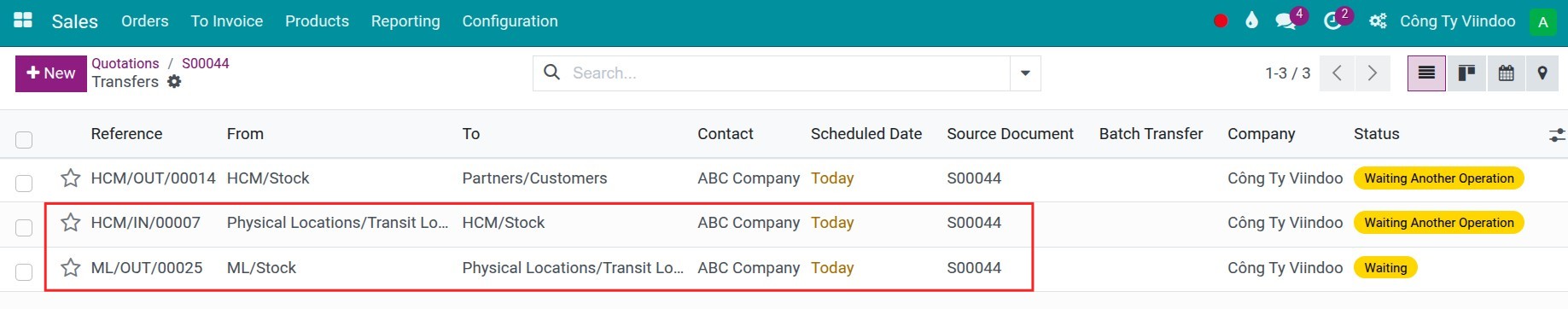 Internal Transfers from SO