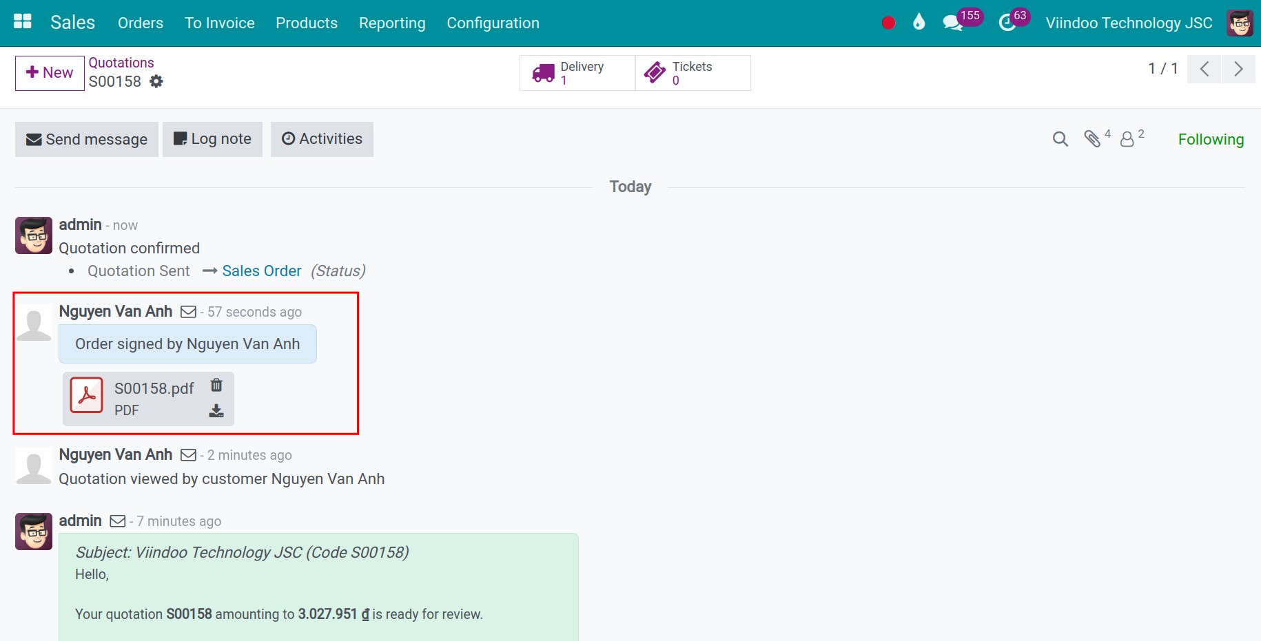 Online signature history in Viindoo