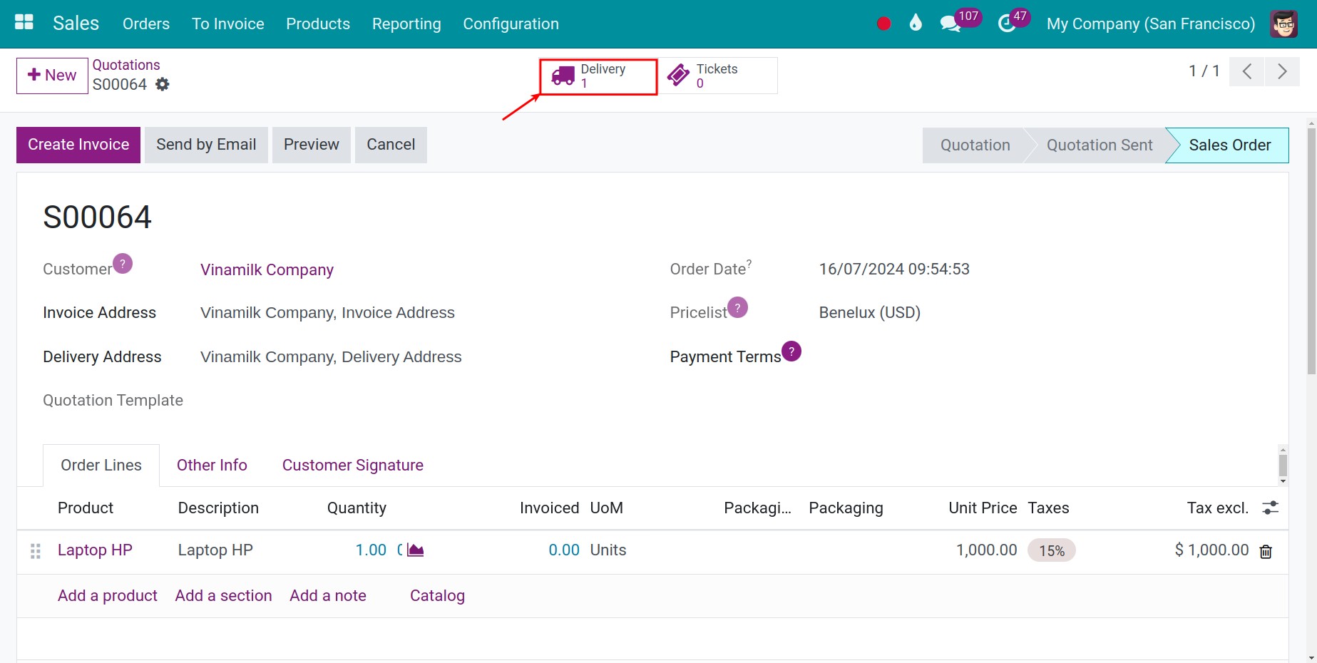 Invoice Address and Delivery Address in Sales order Viindoo