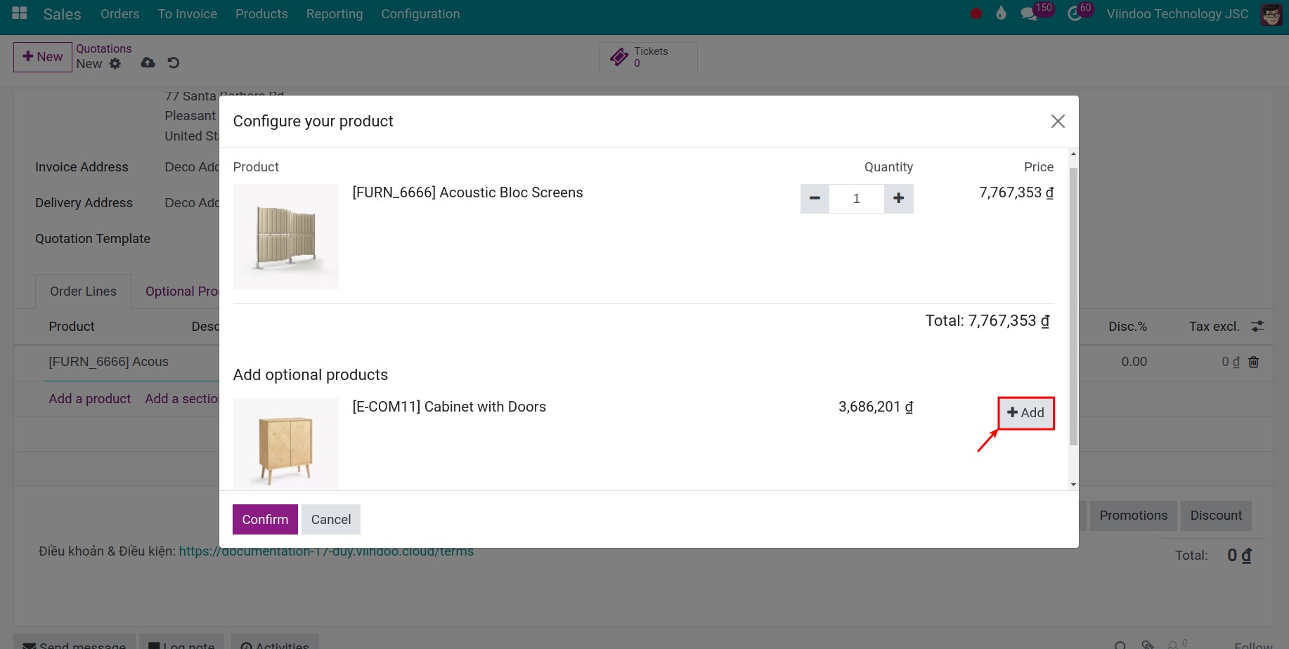 Use optional products in Sales- Viindoo 1