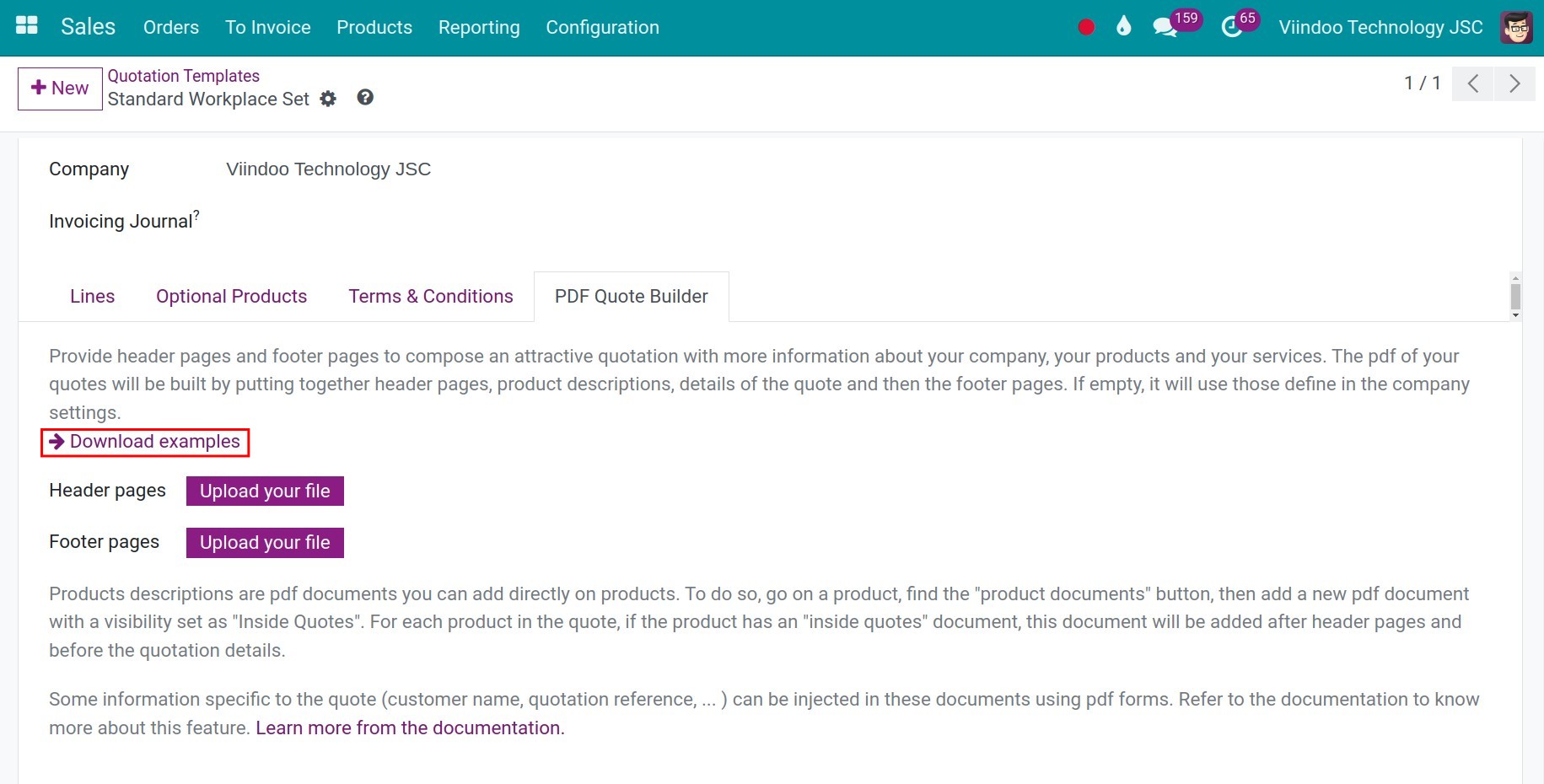 Header Page and Footer Page