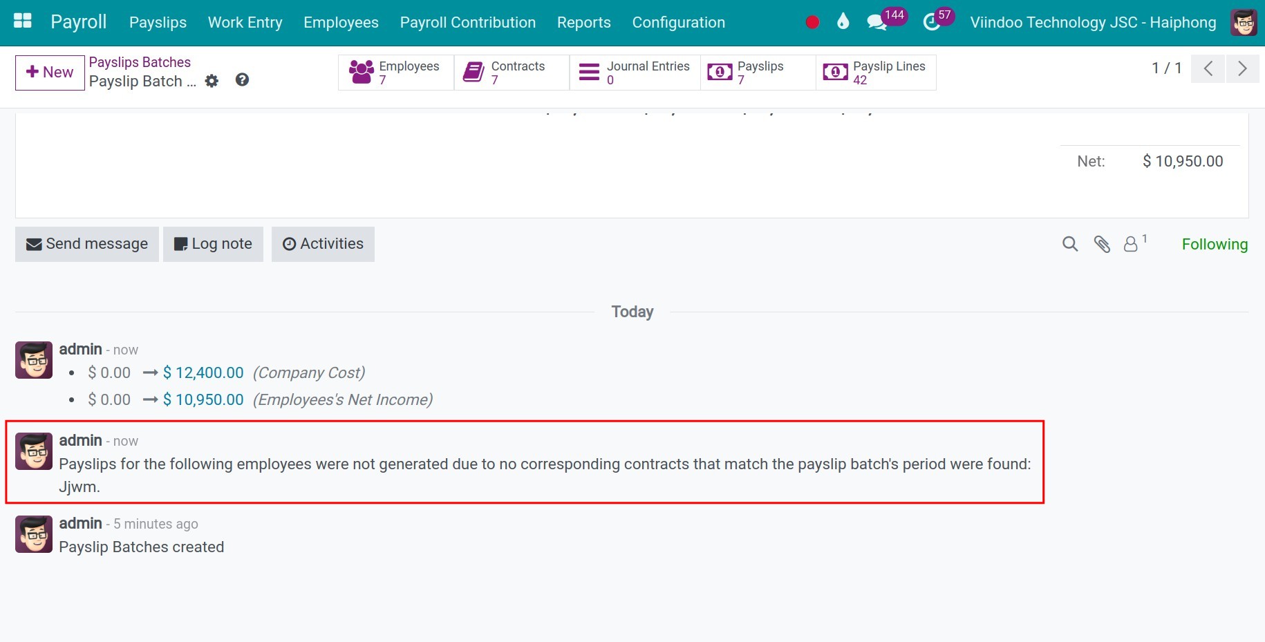 Send payroll to the bank - Payroll management software Viindoo