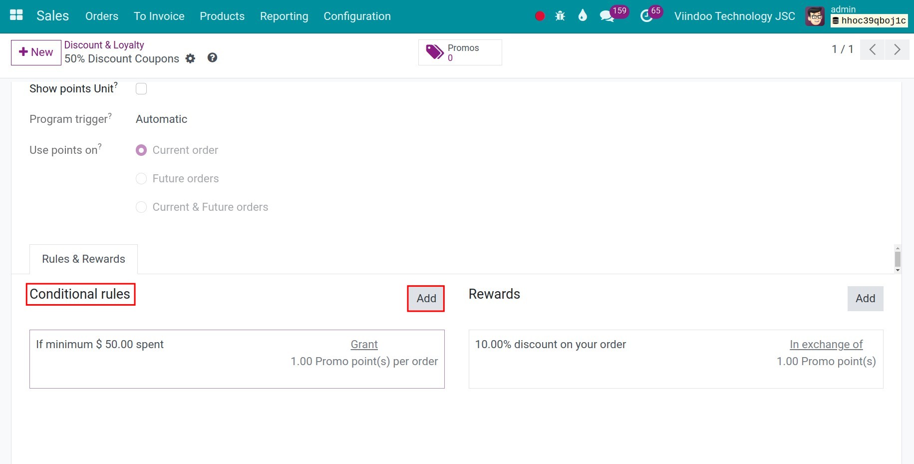 Add Promotion Program conditions