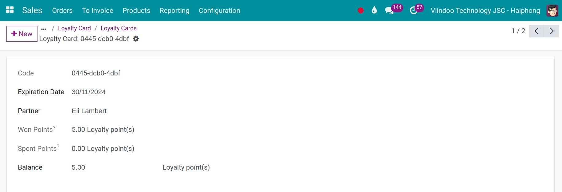 view list of point detail