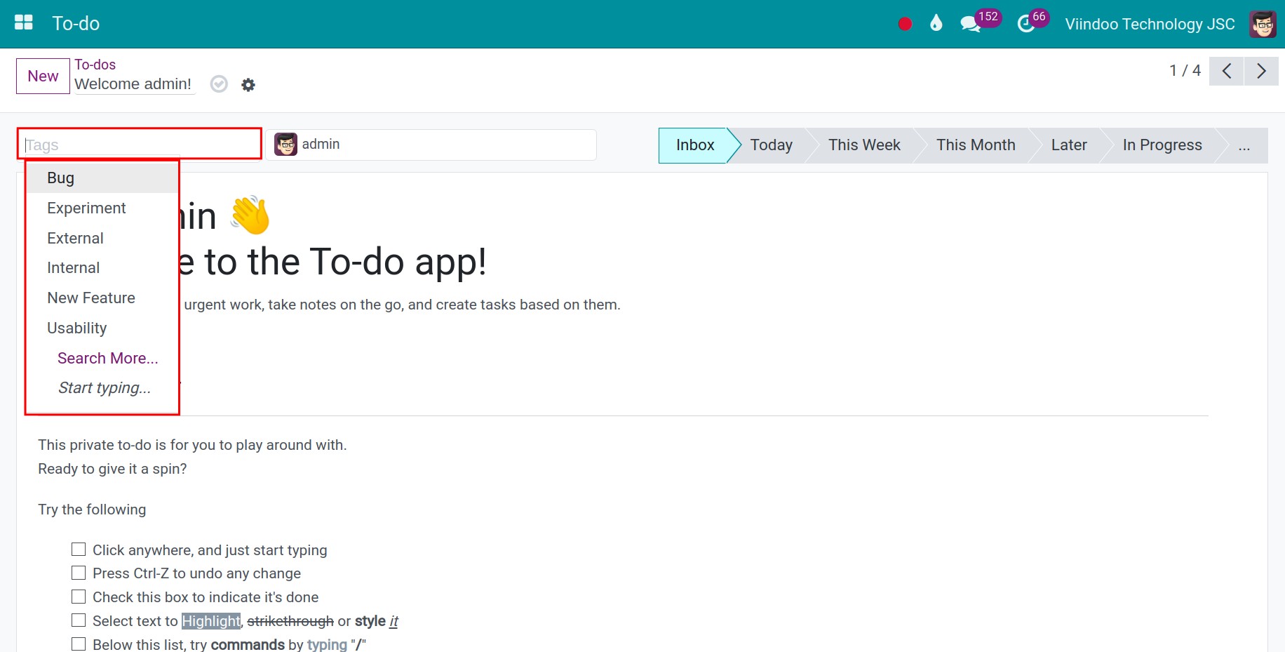 Create tags in Notes Viindoo 1