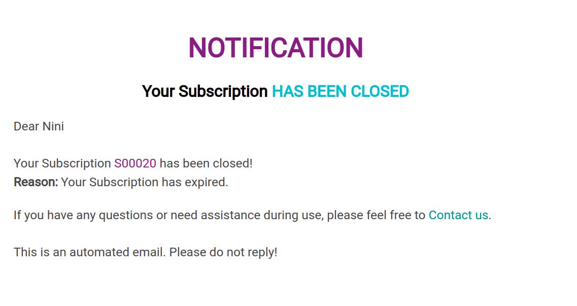 Notice when close subscription