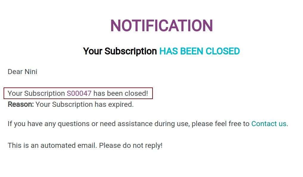 Notice when close subscription