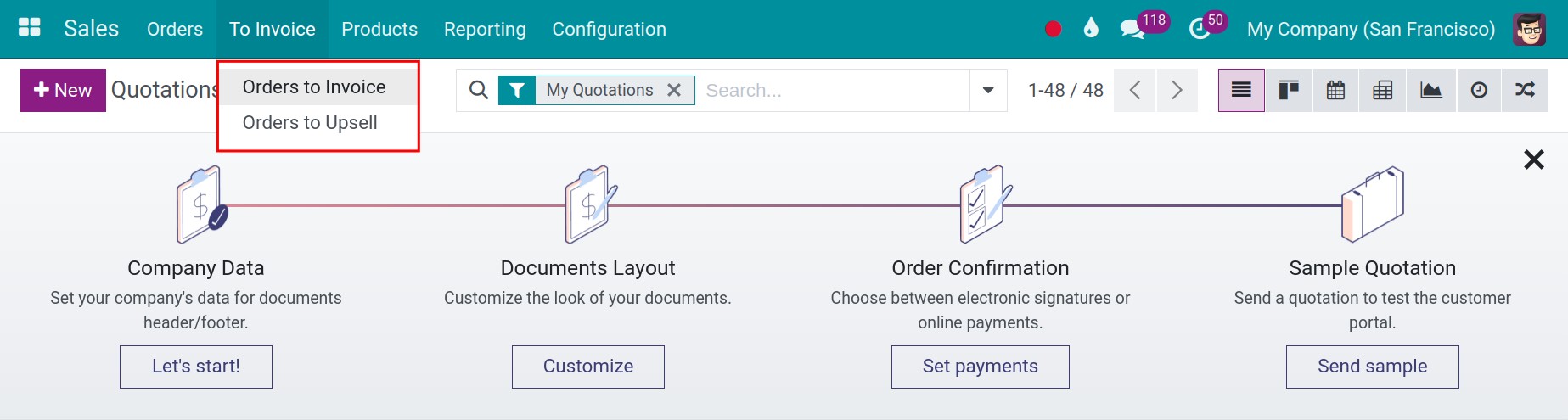 Orders in invoices in Sales app - Viindoo