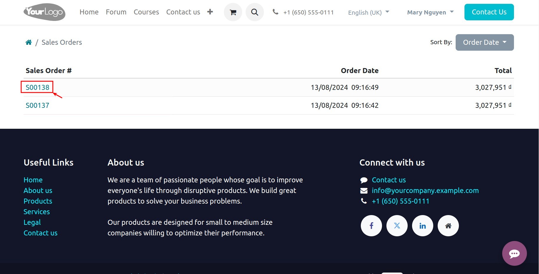 Select the quotation for detailed view
