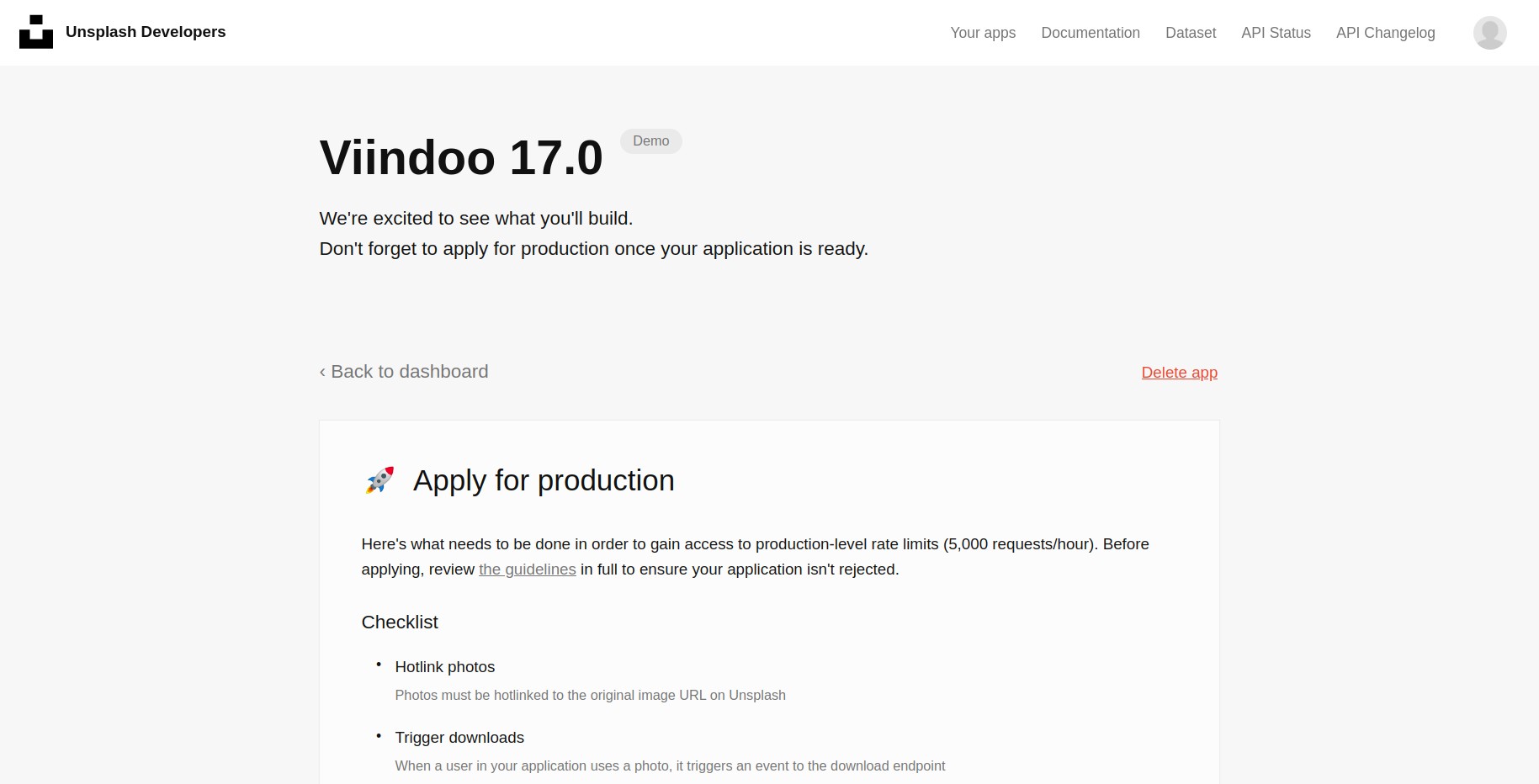 Application ID in Unsplash