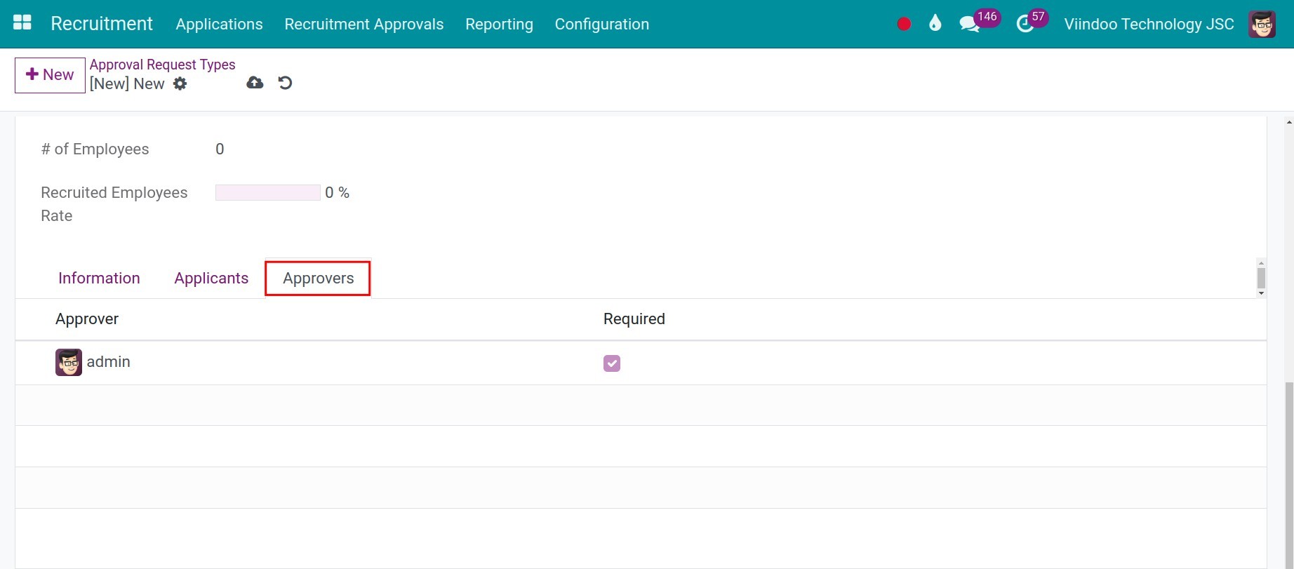 Approvers in a recruitment request