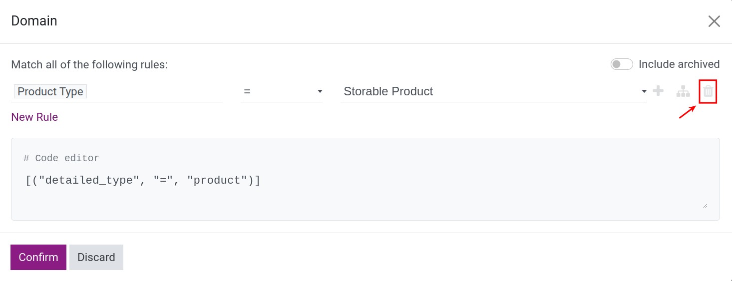 click on delete icon