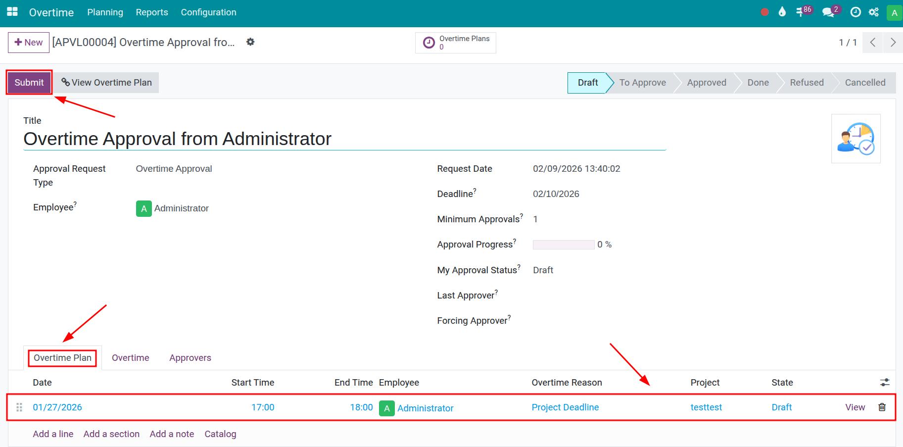 Submit a Compensatory time off