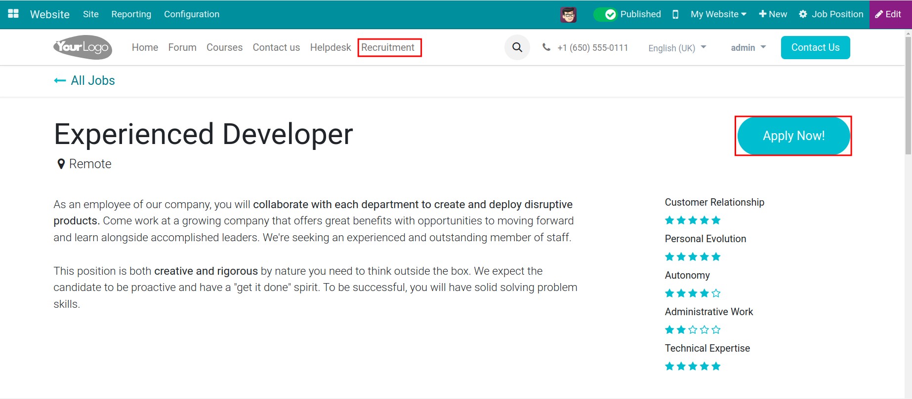 Click the Apply Now button on the website