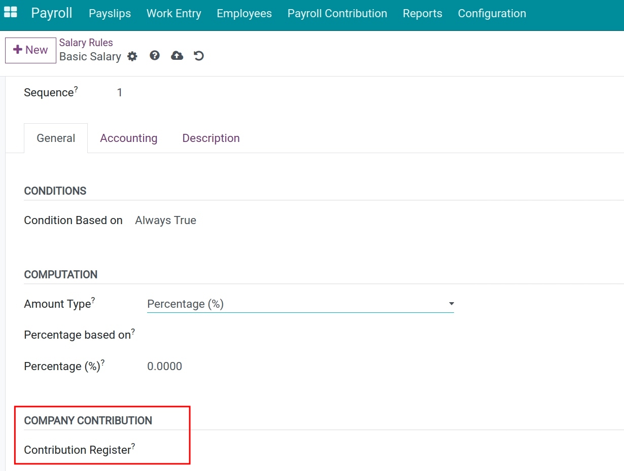 Contribution Registered Third Party on Payslip Payroll Viindoo