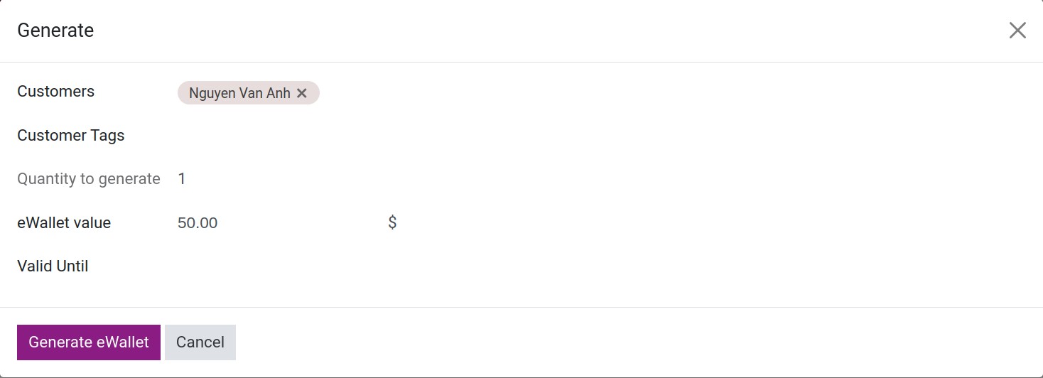Set up eWallet information in Viindoo