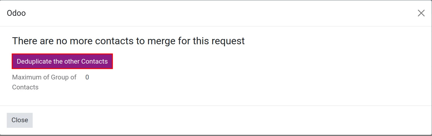 click deduplicate the other contacts