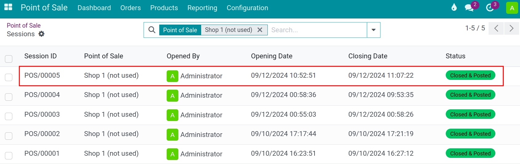 Close PoS Session and Post Entries