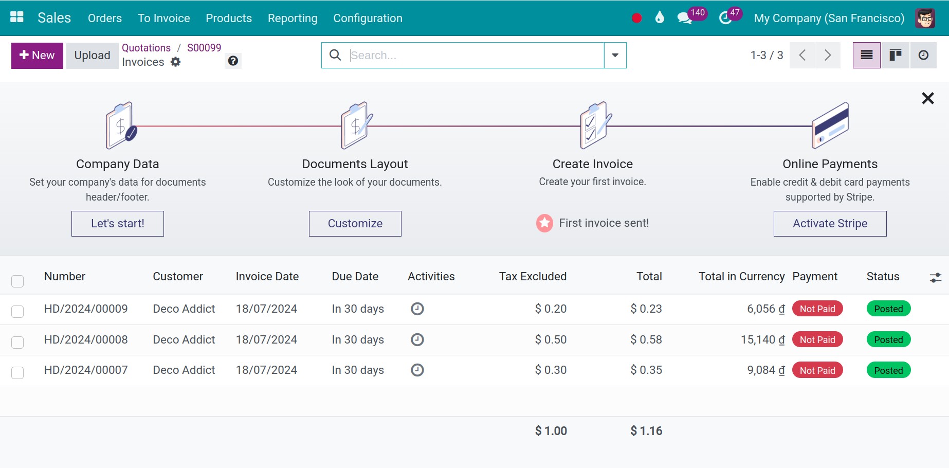 View invoices created for the order.