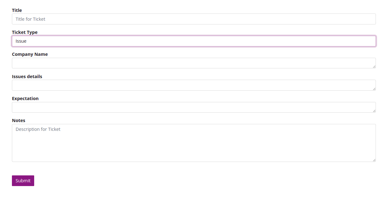 Create ticket for Issue