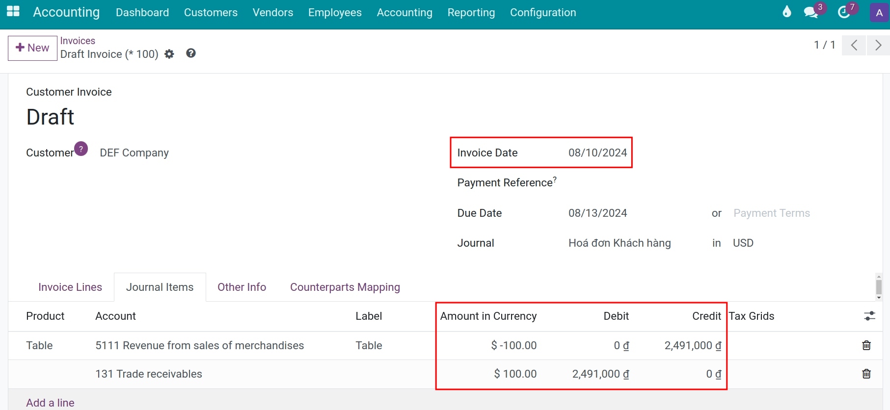 Exchange rate in customer invoices Viindoo