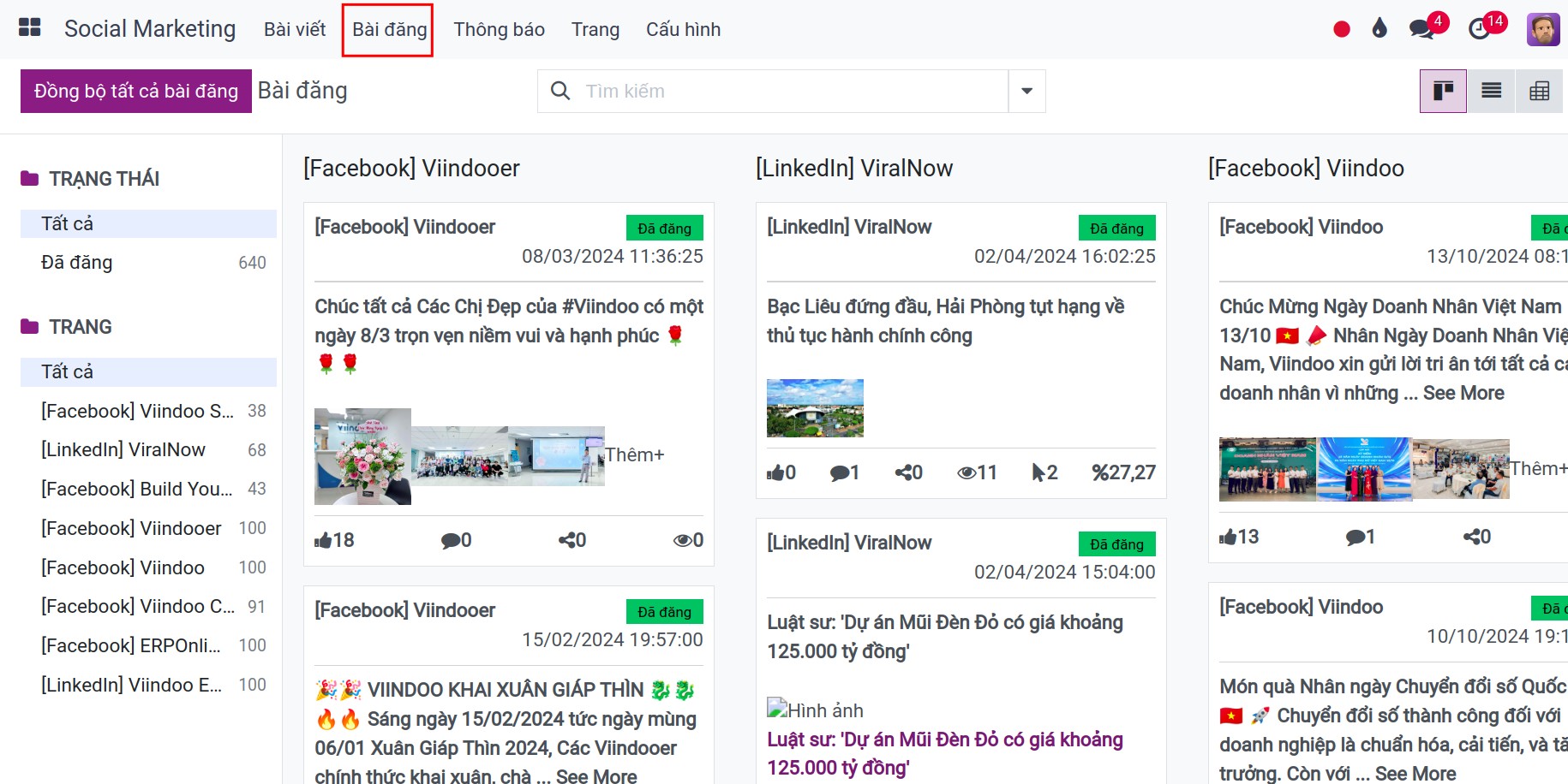 Danh sách bài đăng