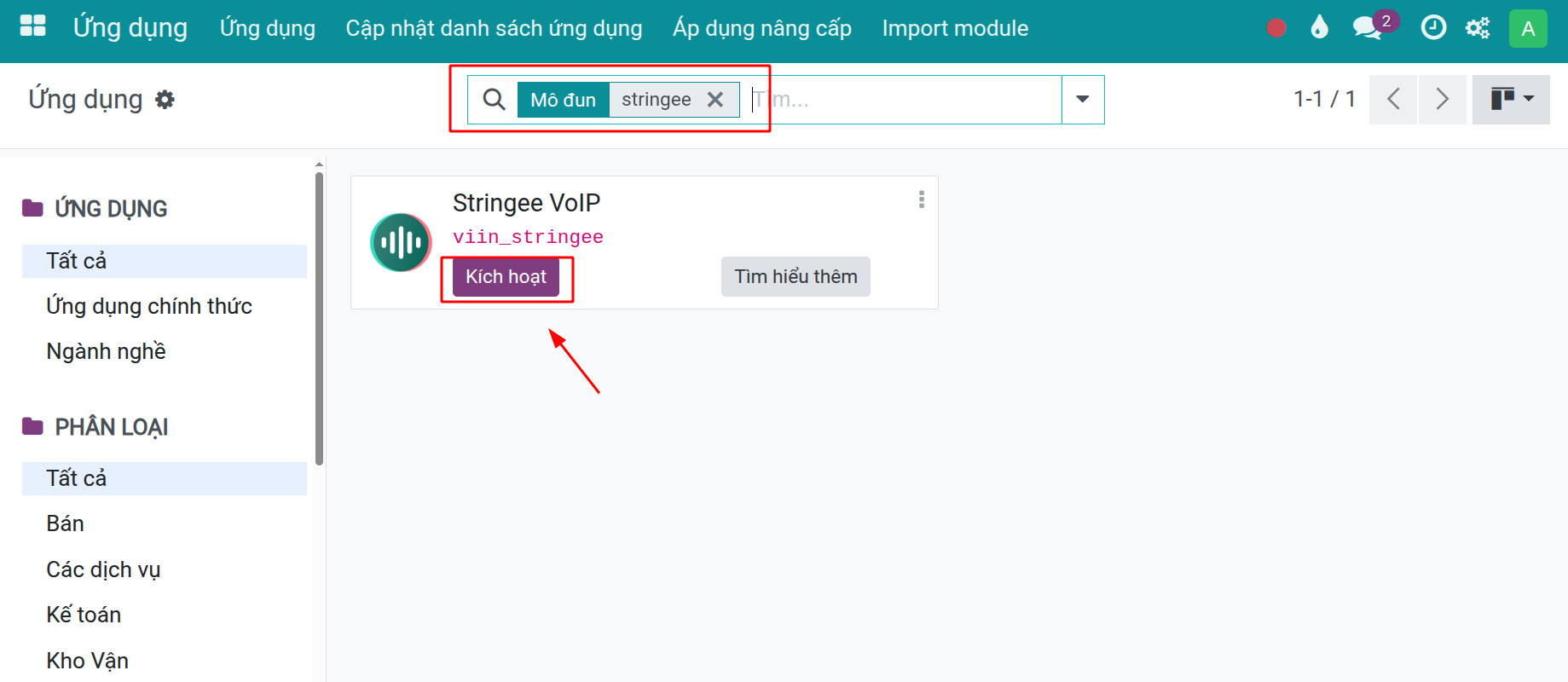 Cài đặt ứng dụng Stringee