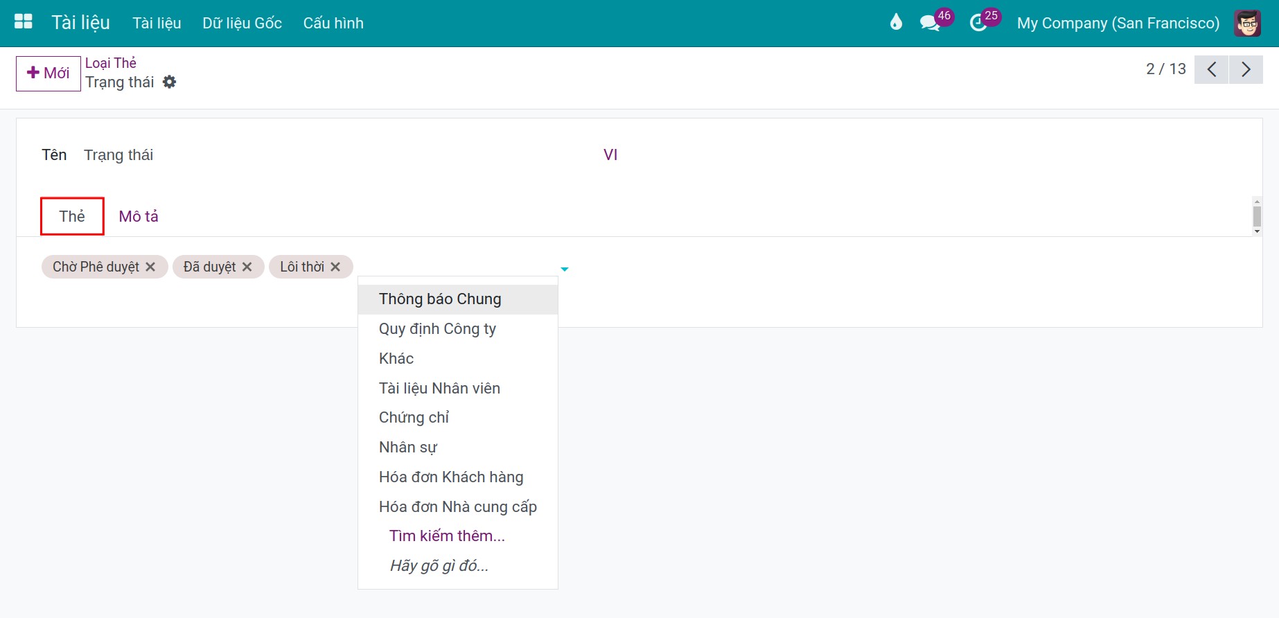 Gắn thẻ với loại thẻ tài liệu