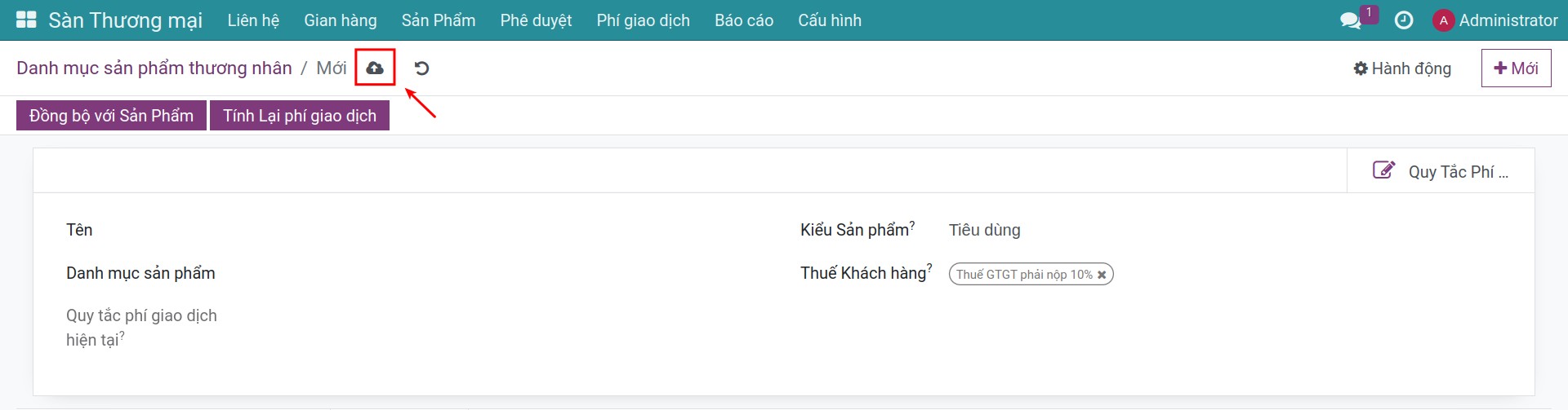 Lưu danh mục sản phẩm thương nhân