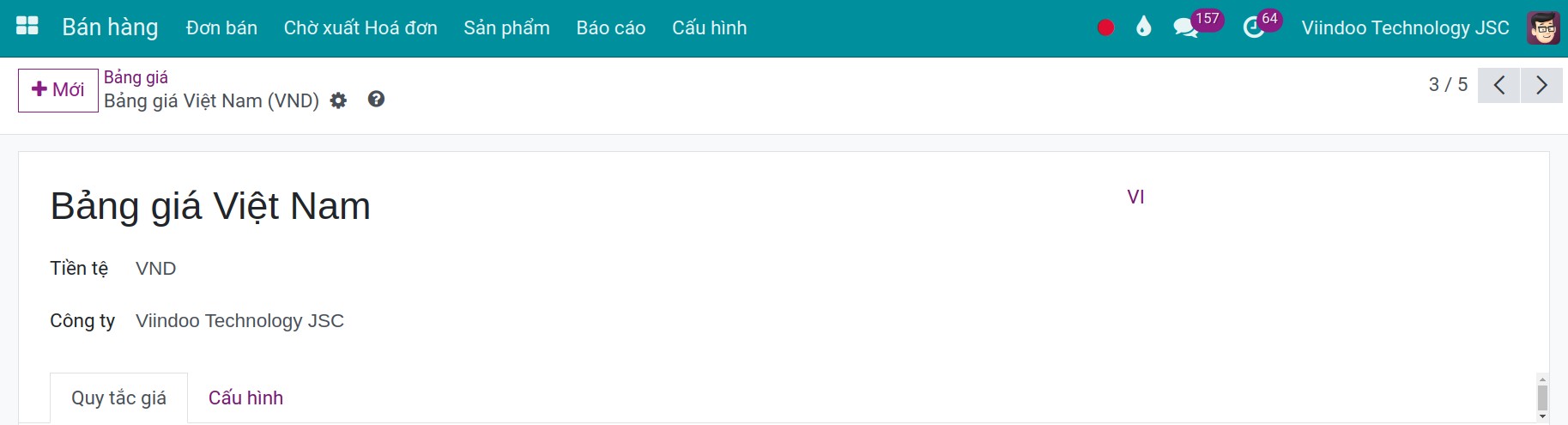 Các thông tin chung trên báo giá