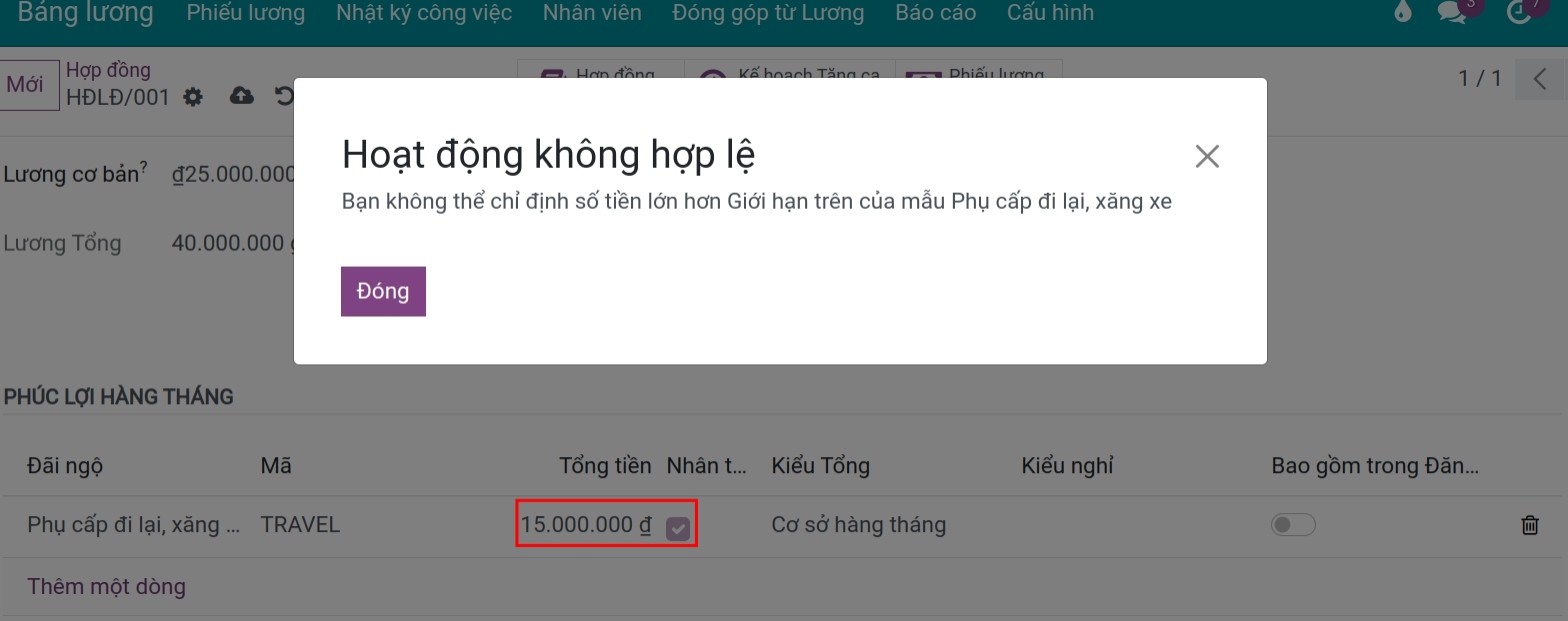 Cảnh báo khi đãi ngộ nằm ngoài khoảng cho phép
