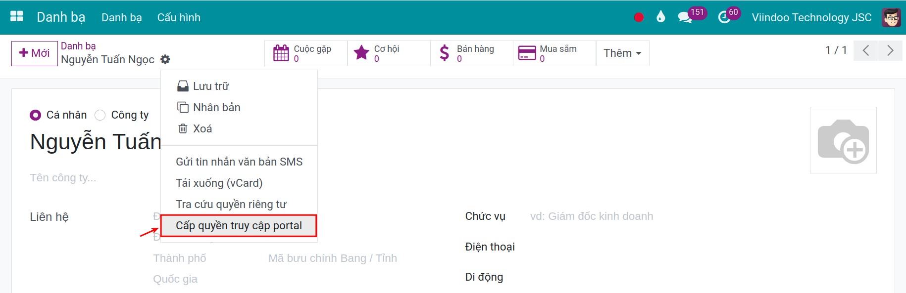 Cấp quyền truy cấp portal