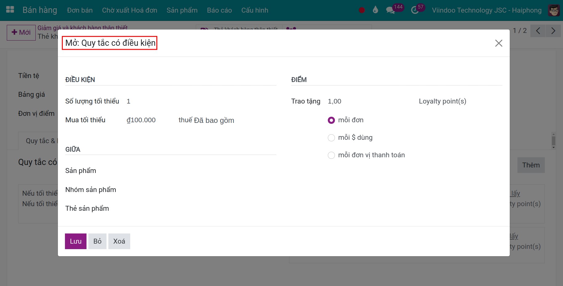 Thiết lập quy tắc cho chương trình thẻ khách hàng thân thiết