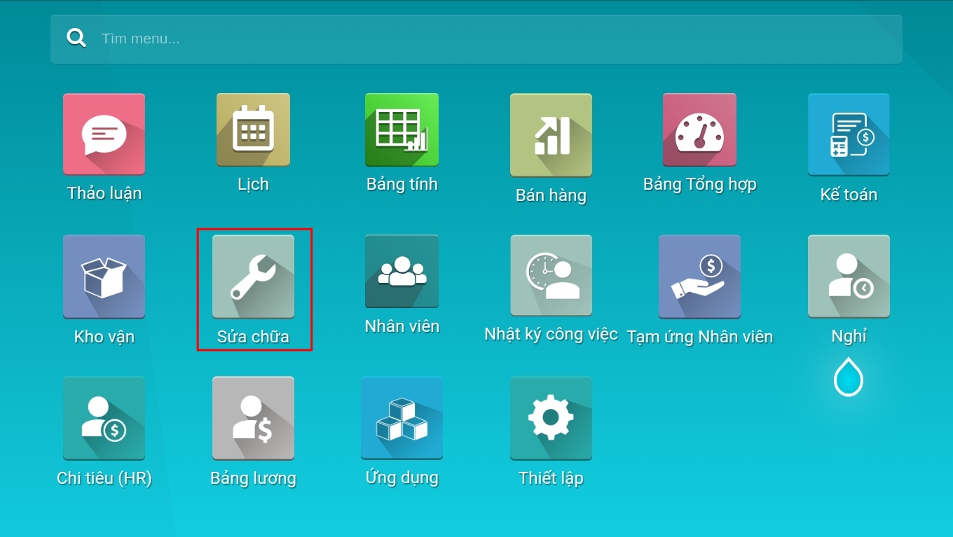 Ứng dụng sửa chữa trên màn hình chính.