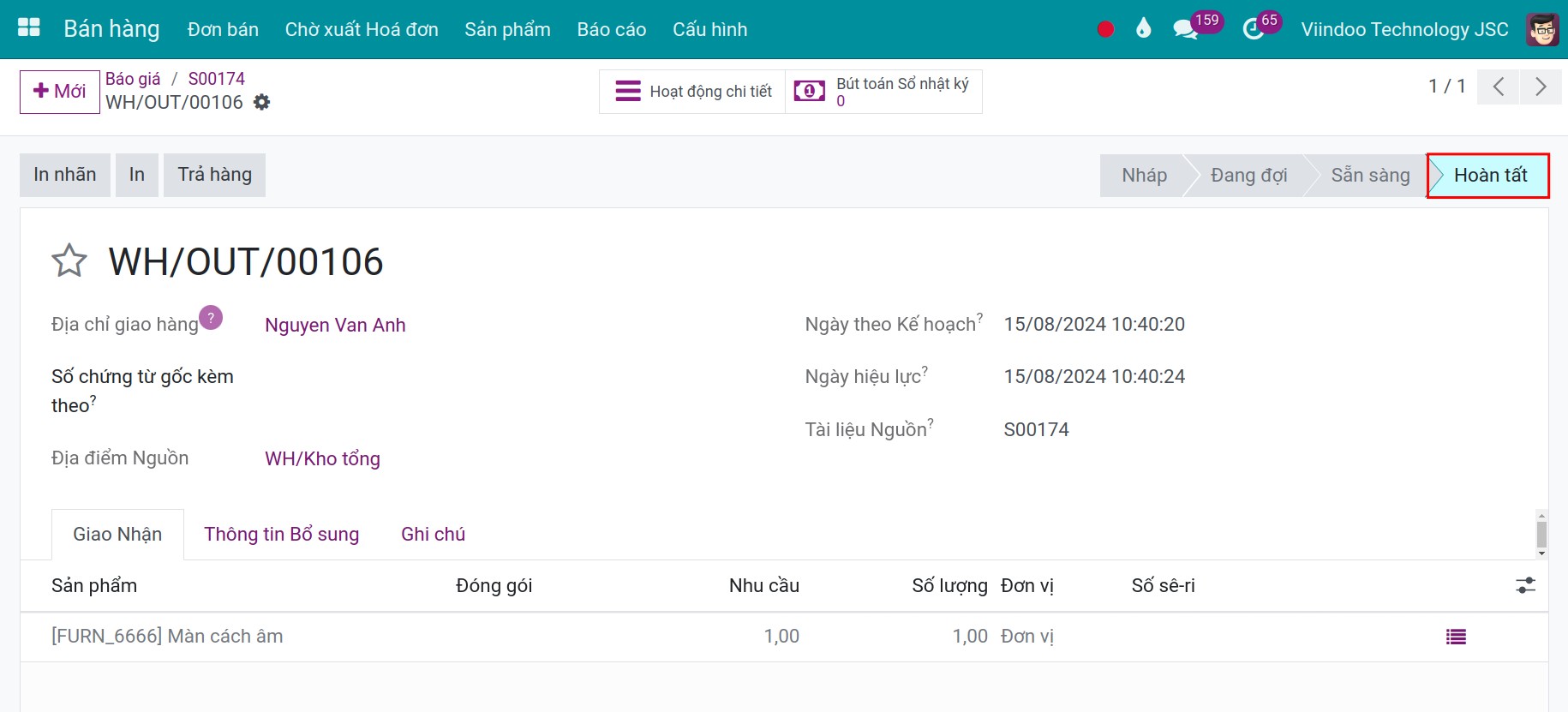create a delivery order