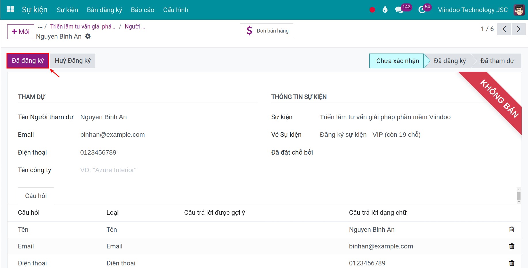 Xác nhận đăng ký